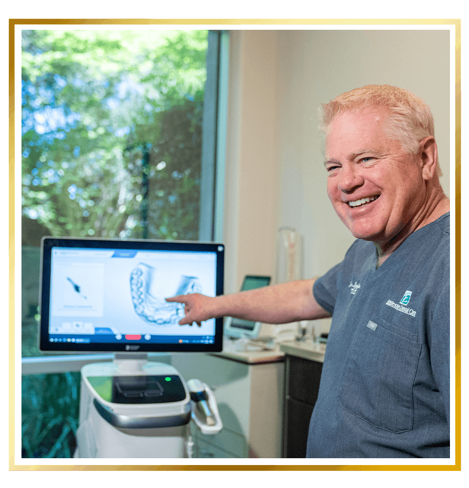 Dentist going over 3d scan